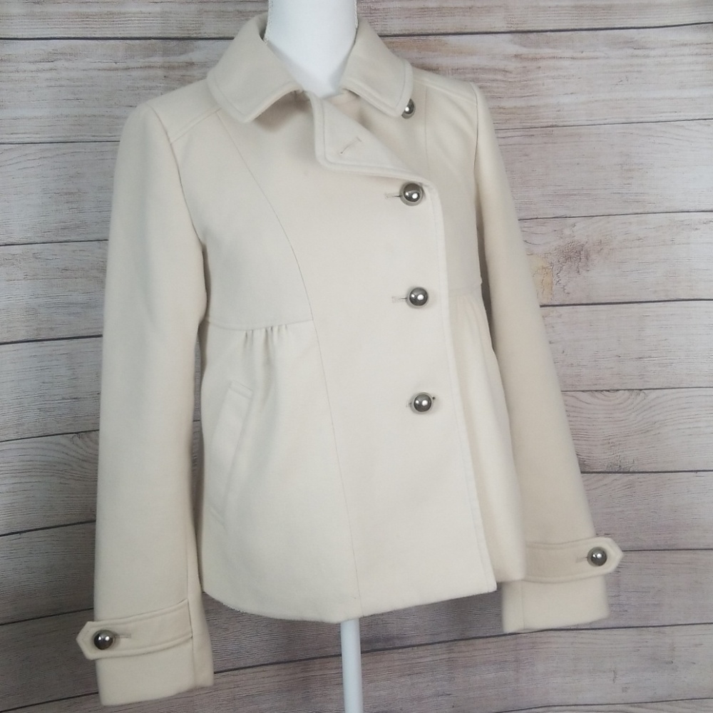 Anthro Leifnotes beige pea coat size 8 not perfect
